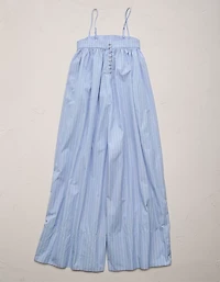 AE77 Premium Wide-Leg Cropped Poplin Jumpsuit