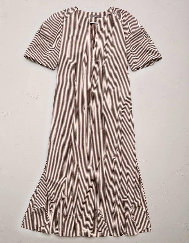 AE77 Premium Striped Poplin Maxi Dress