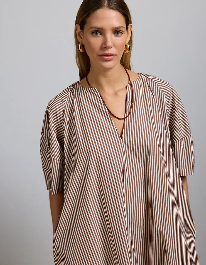AE77 Premium Striped Poplin Maxi Dress