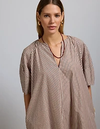 AE77 Premium Striped Poplin Maxi Dress
