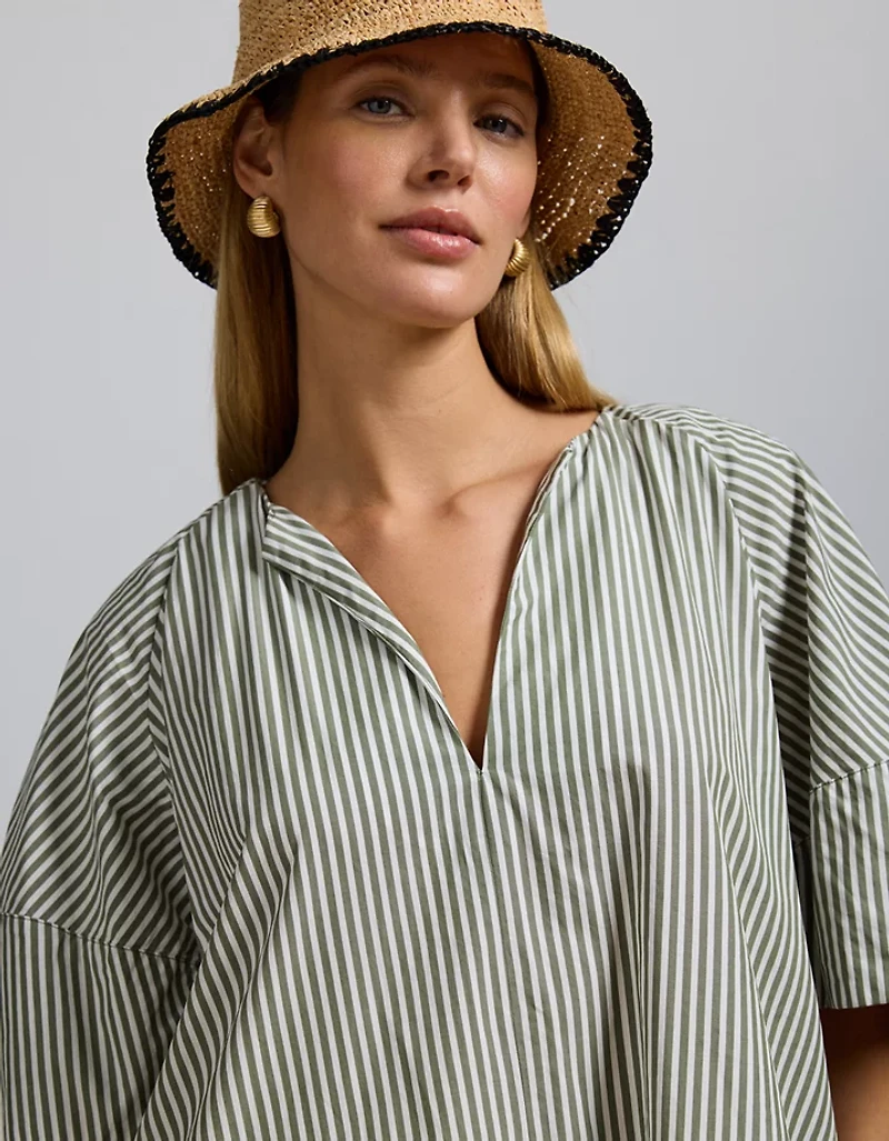 AE77 Premium Striped Poplin Maxi Dress