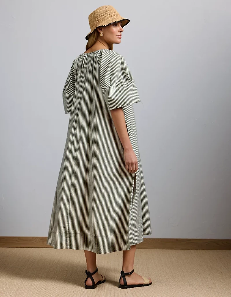 AE77 Premium Striped Poplin Maxi Dress