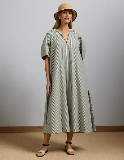 AE77 Premium Striped Poplin Maxi Dress