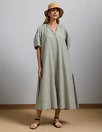 AE77 Premium Striped Poplin Maxi Dress