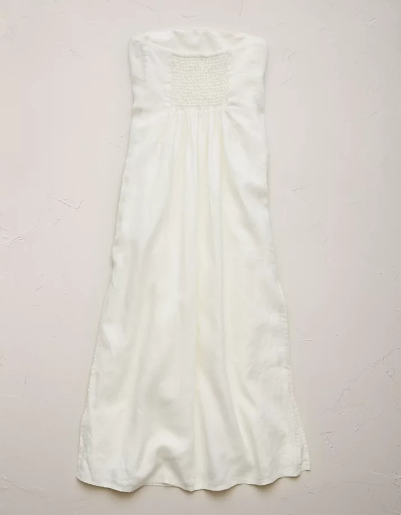 Robe mi-longue en lin sans bretelles haut de gamme AE77