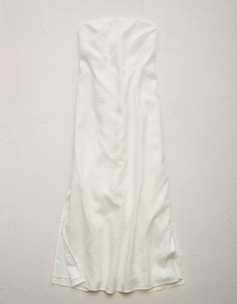 Robe mi-longue en lin sans bretelles haut de gamme AE77