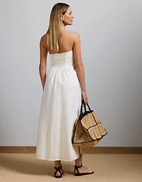 Robe mi-longue en lin sans bretelles haut de gamme AE77
