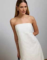 Robe mi-longue en lin sans bretelles haut de gamme AE77
