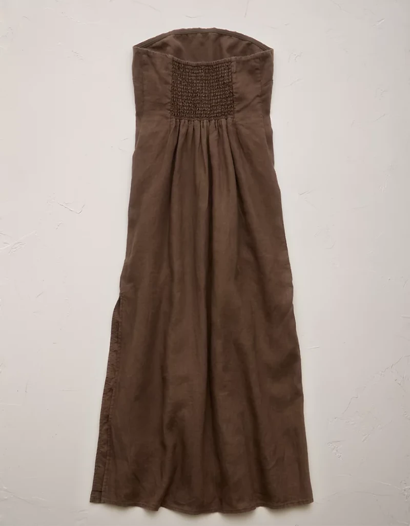 Robe mi-longue en lin sans bretelles haut de gamme AE77