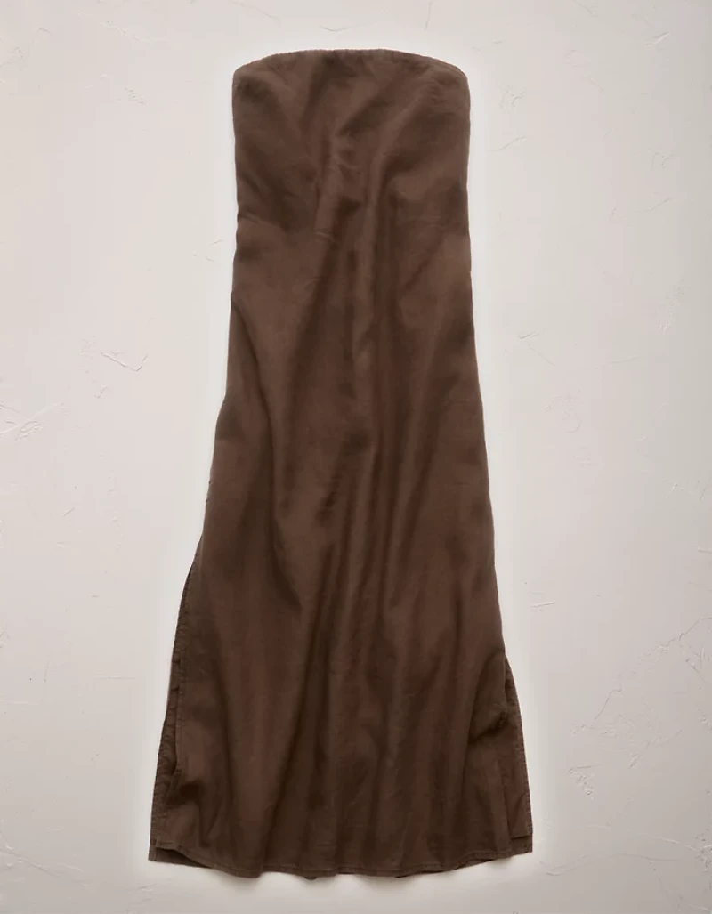 Robe mi-longue en lin sans bretelles haut de gamme AE77