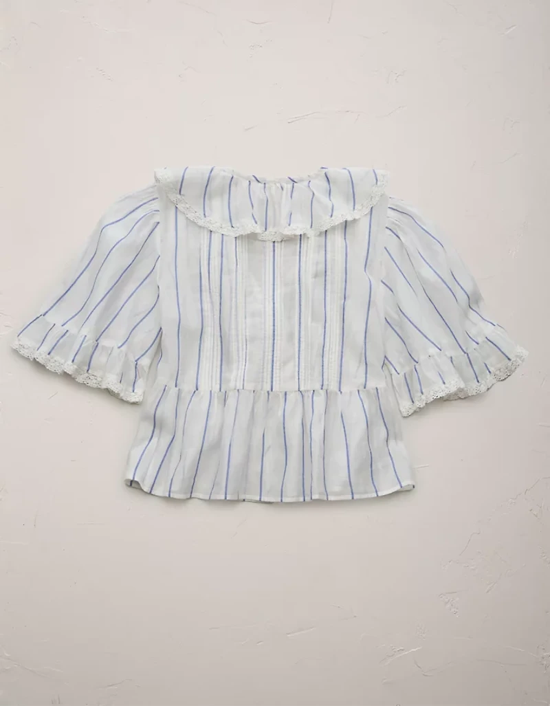 AE77 Premium Ruffle V-Neck Blouse