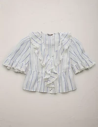 AE77 Premium Ruffle V-Neck Blouse