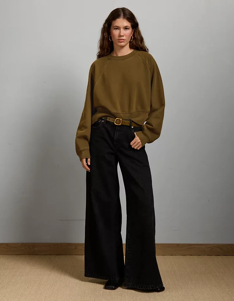 AE77 Premium Cropped Fleece Sweatshirt