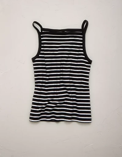 AE77 Striped Square Neck Tank Top