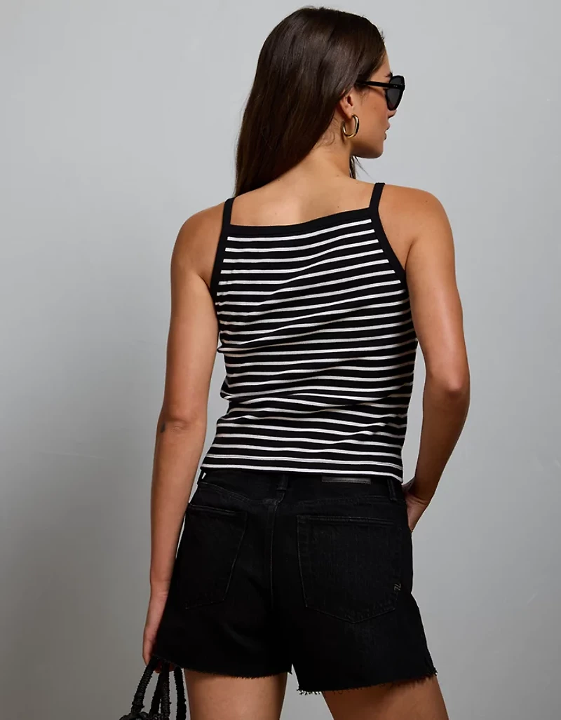 AE77 Striped Square Neck Tank Top