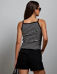 AE77 Striped Square Neck Tank Top