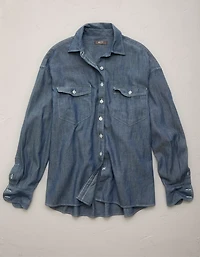 Chemisier petit ami surdimensionné en denim AE77
