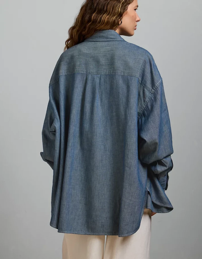 AE77 Oversized Denim Boyfriend Shirt