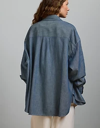 AE77 Oversized Denim Boyfriend Shirt