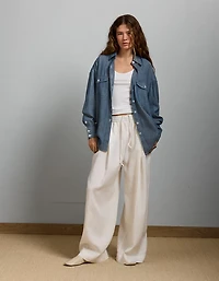 AE77 Oversized Denim Boyfriend Shirt