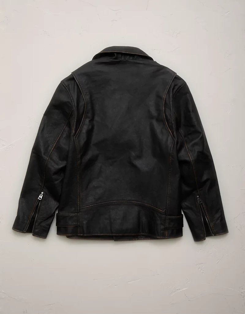 Veste en cuir surdimensionnée haut de gamme AE77