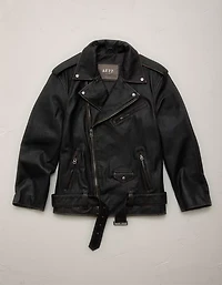 Veste en cuir surdimensionnée haut de gamme AE77