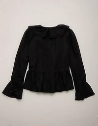 Blouse à encolure en V et volants AE77