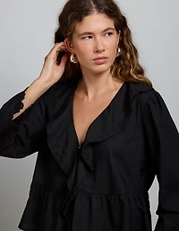 AE77 Ruffled V-Neck Blouse