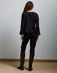AE77 Ruffled V-Neck Blouse