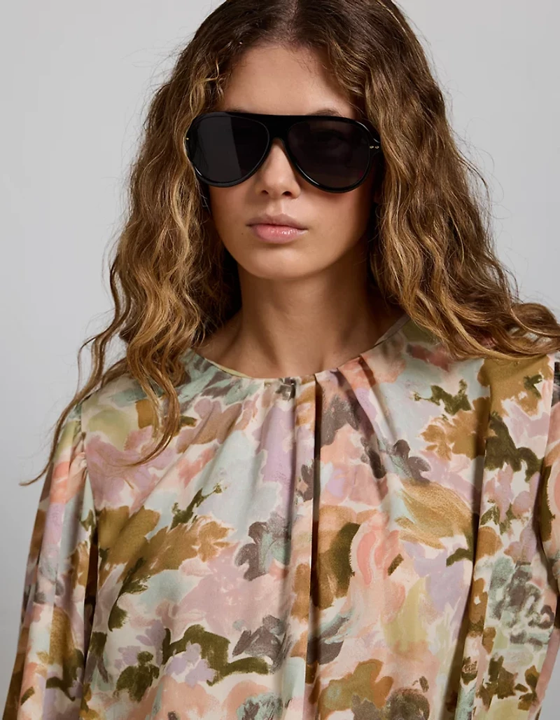 Blouse en chiffon à ourlet bulle haut de gamme AE77