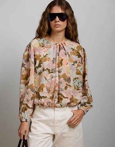 Blouse en chiffon à ourlet bulle haut de gamme AE77