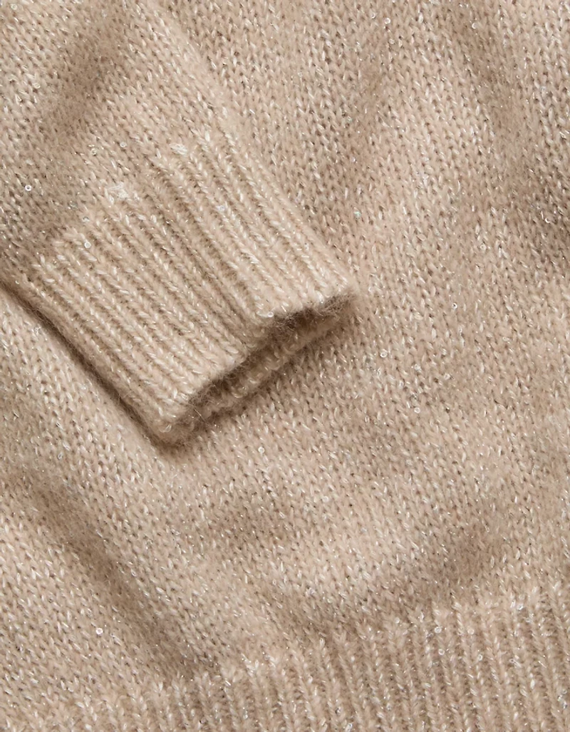 AE77 Sparkle Shrunken Crew Neck Sweater