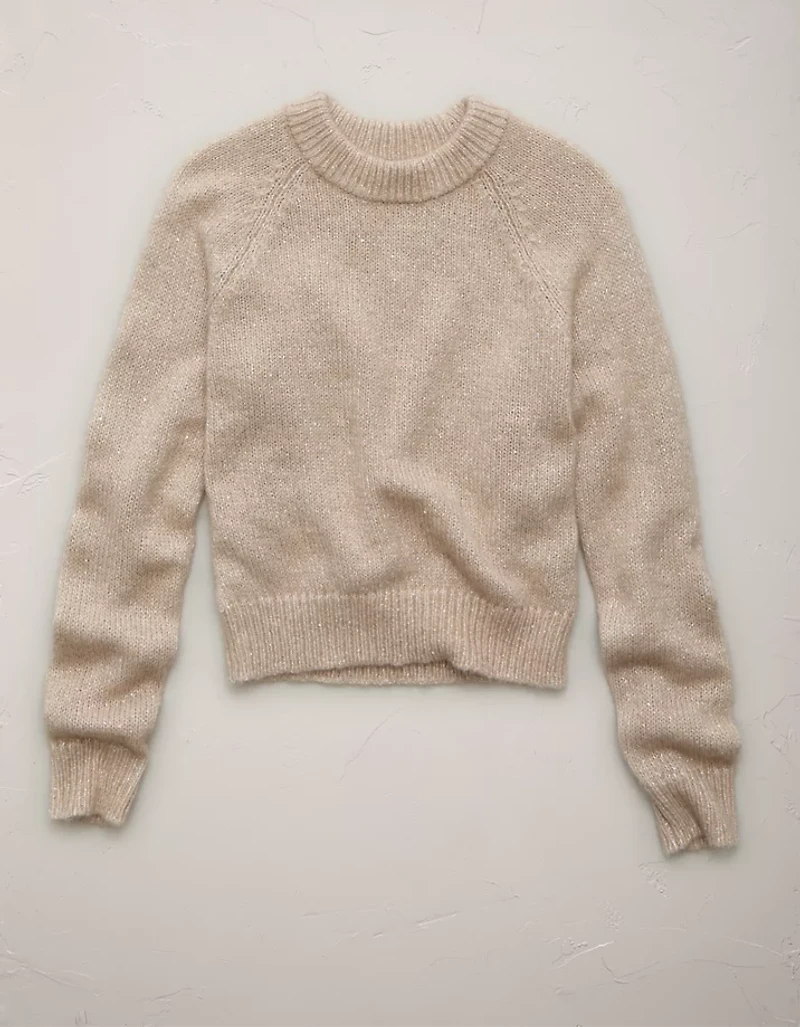 AE77 Sparkle Shrunken Crew Neck Sweater