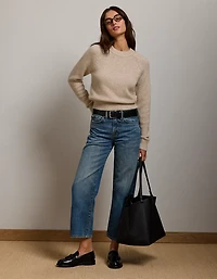 AE77 Sparkle Shrunken Crew Neck Sweater