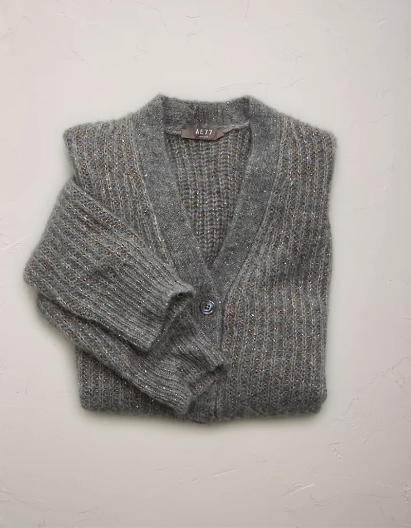 AE77 Shaker Stitch Cardigan Sweater