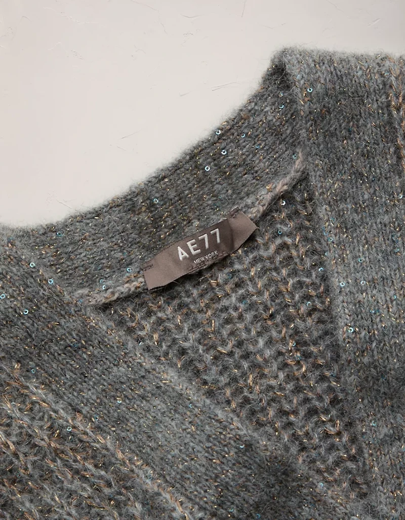 AE77 Shaker Stitch Cardigan Sweater