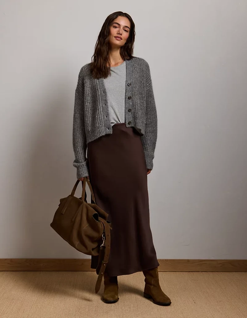 AE77 Shaker Stitch Cardigan Sweater