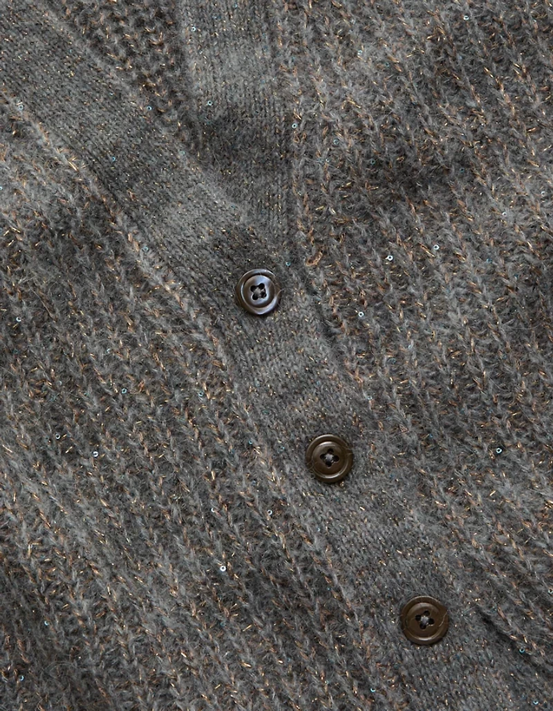 AE77 Shaker Stitch Cardigan Sweater