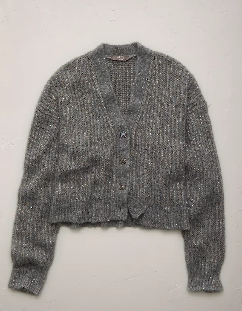 AE77 Shaker Stitch Cardigan Sweater