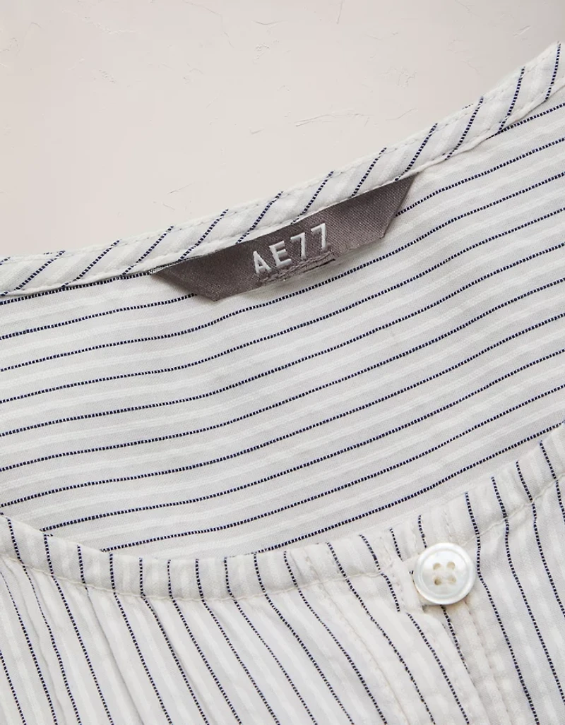 AE77 Balloon-Sleeve Button-Up Shirt