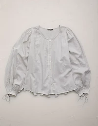 AE77 Balloon-Sleeve Button-Up Shirt