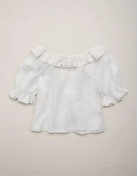 AE77 Ruffled-Neck Blouse