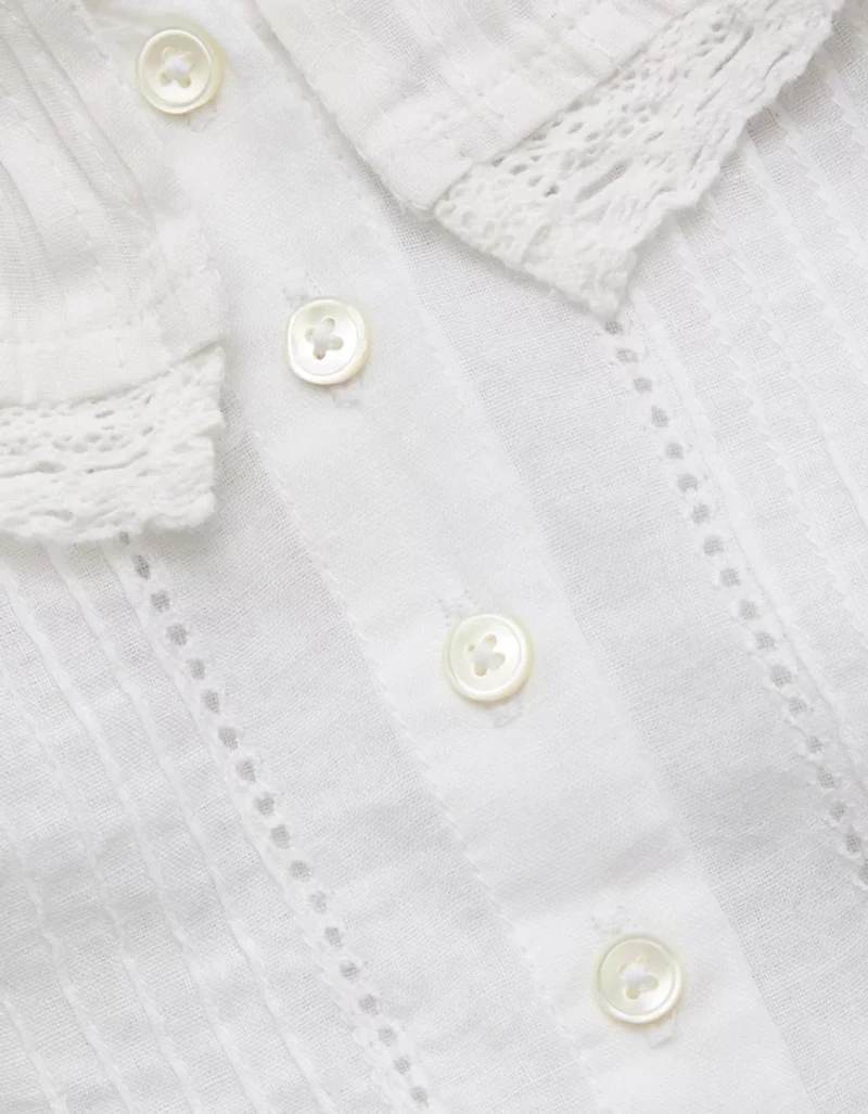 AE77 Ruffled-Neck Blouse