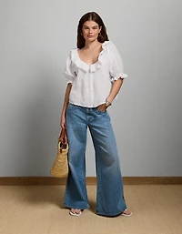 AE77 Ruffled-Neck Blouse