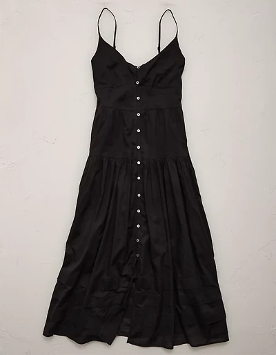 AE77 Strappy Button-Up Maxi Dress