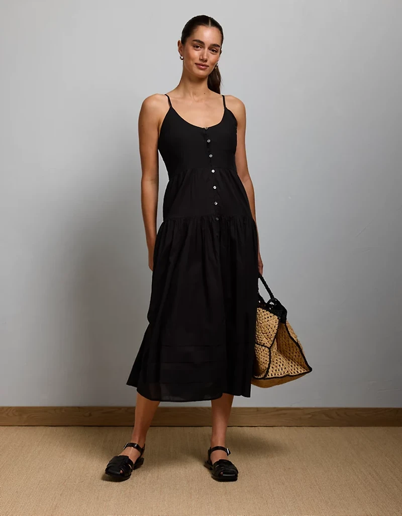 AE77 Strappy Button-Up Maxi Dress