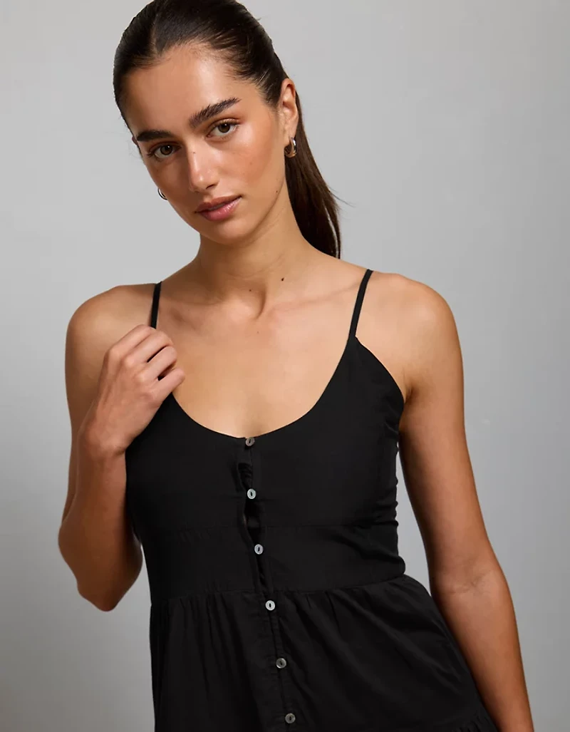 AE77 Strappy Button-Up Maxi Dress