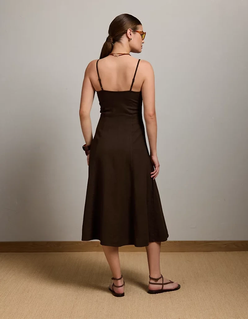 Robe à bretelles en mélange de lin AE77