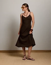 Robe à bretelles en mélange de lin AE77