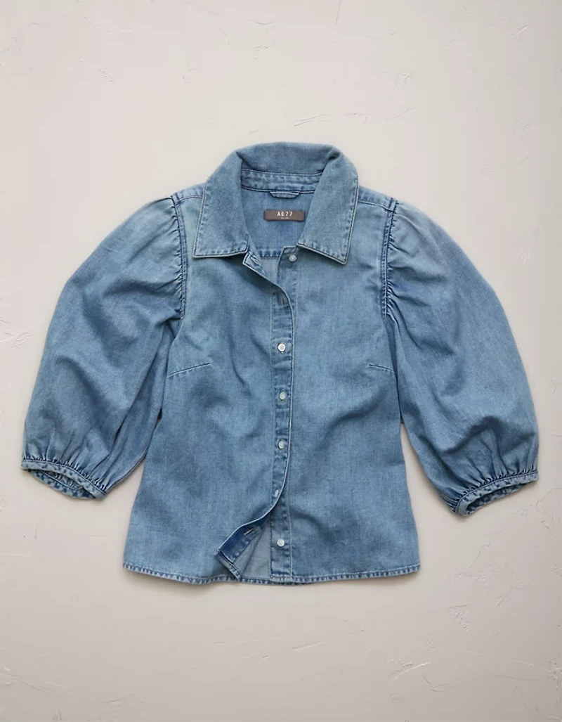 AE77 Puff-Sleeve Denim Shirt